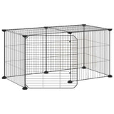 Vidaxl huisdierenkooi met deur 8 panelen 35x35 cm staal zwart