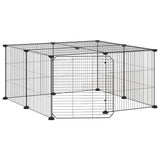 Vidaxl huisdierenkooi met deur 12 panelen 35x35 cm staal zwart
