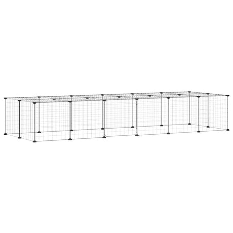 Vidaxl huisdierenkooi met deur 28 panelen 35x35 cm staal zwart