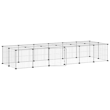 Vidaxl huisdierenkooi met deur 28 panelen 35x35 cm staal zwart