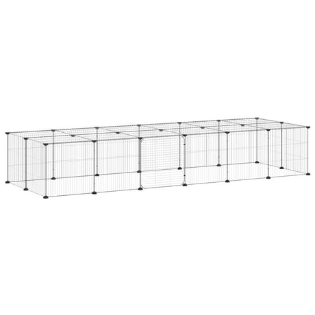 Vidaxl huisdierenkooi met deur 28 panelen 35x35 cm staal zwart