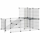 Vidaxl huisdierenkooi met deur 20 panelen 35x35 cm staal zwart