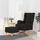 Vidaxl fauteuil met schommelpoten en voetenbank stof zwart