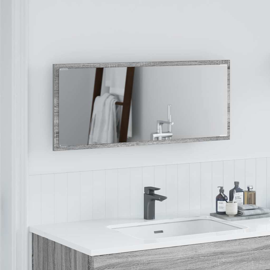 Vidaxl spiegel met spiegel grijs sonoma 90 x 8,5 x 37 cm bewerkt hout