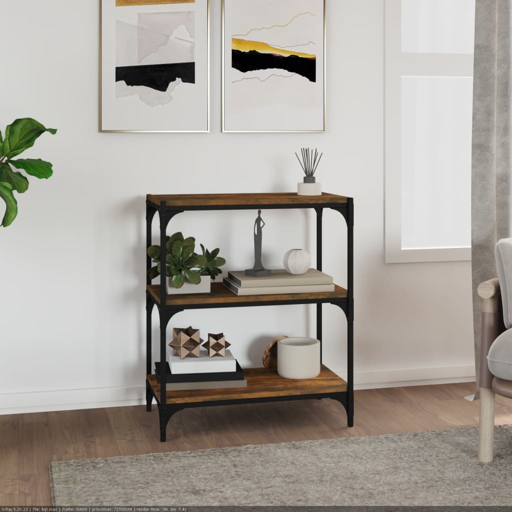Vidaxl boekenkast 60x33x70,5 cm bewerkt hout en staal gerookt eiken