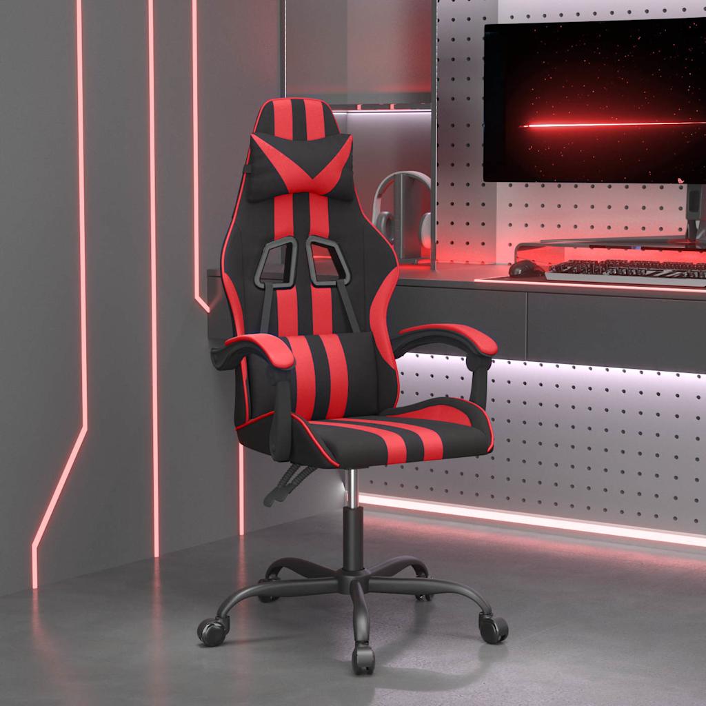 Vidaxl gamestoel draaibaar kunstleer zwart en rood