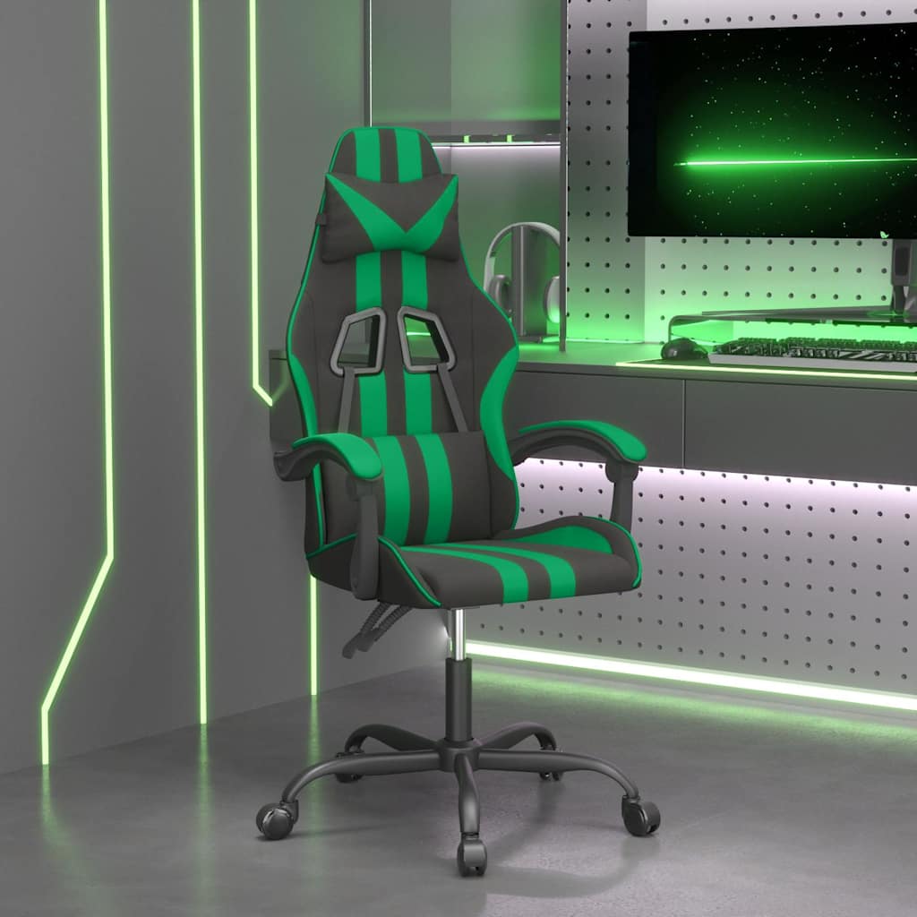 Vidaxl gamestoel draaibaar kunstleer zwart en groen