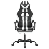 Vidaxl gamestoel draaibaar met voetensteun kunstleer zwart en wit