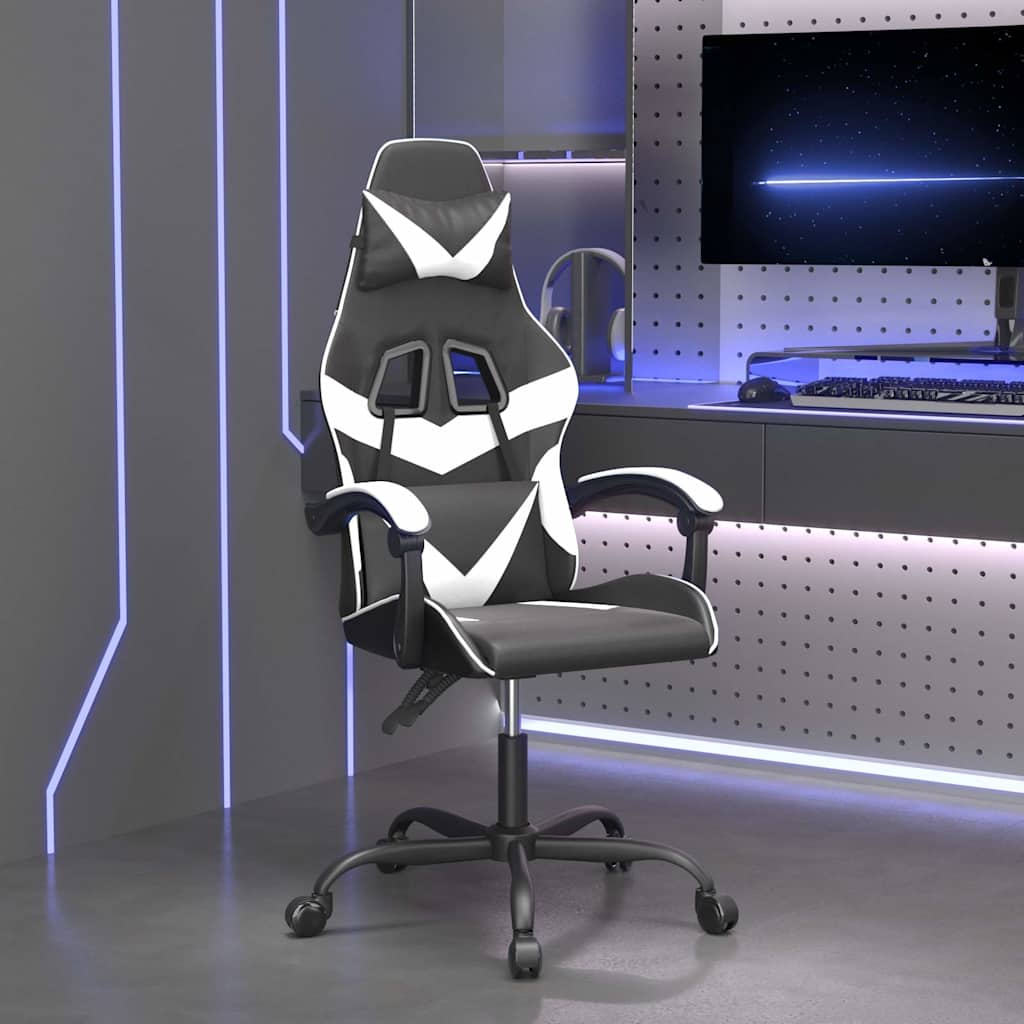 Vidaxl gamestoel draaibaar kunstleer zwart en wit