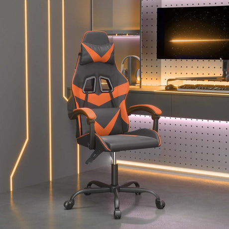 Vidaxl gamestoel draaibaar kunstleer zwart en oranje