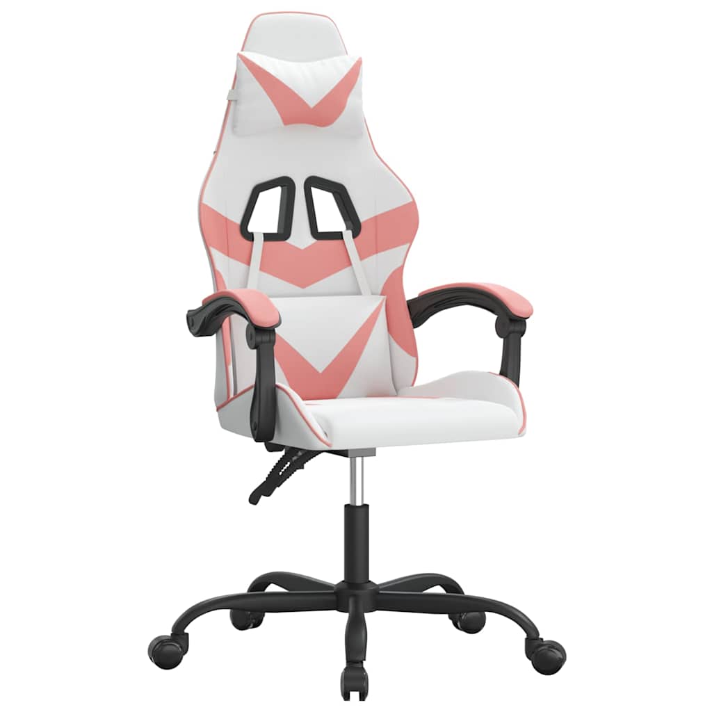 Vidaxl gamestoel draaibaar kunstleer wit en roze