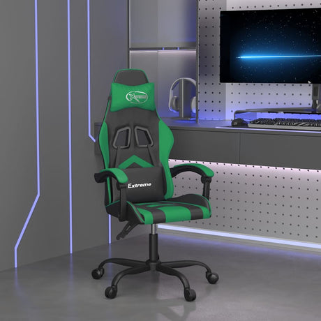 Vidaxl gamestoel draaibaar kunstleer zwart en groen