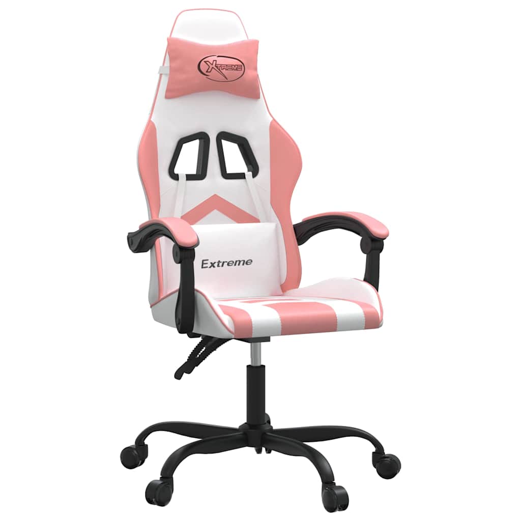 Vidaxl gamestoel draaibaar kunstleer wit en roze