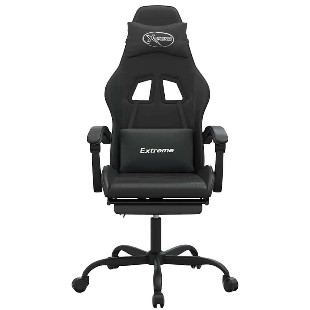 Vidaxl gamestoel draaibaar met voetensteun kunstleer zwart