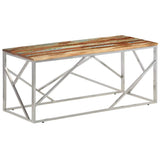 Vidaxl salontafel roestvrij staal en gerecycled hout zilverkleurig