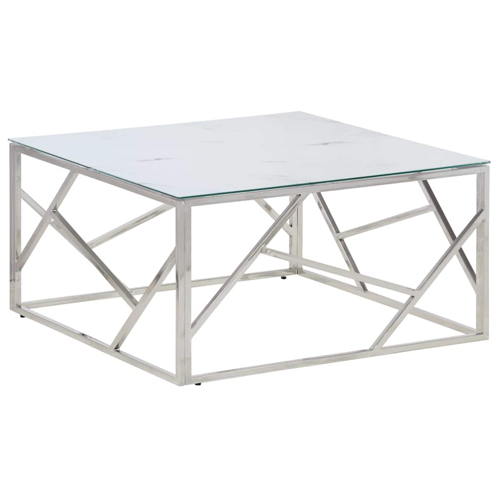 Vidaxl salontafel roestvrijstaal en gehard glas zilverkleurig