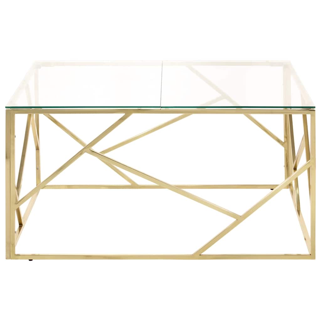 Vidaxl salontafel roestvrijstaal en gehard glas goudkleurig