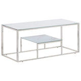 Vidaxl salontafel roestvrijstaal en gehard glas zilverkleurig