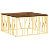 Vidaxl salontafel roestvrij staal en massief gerecycled hout goudkleur