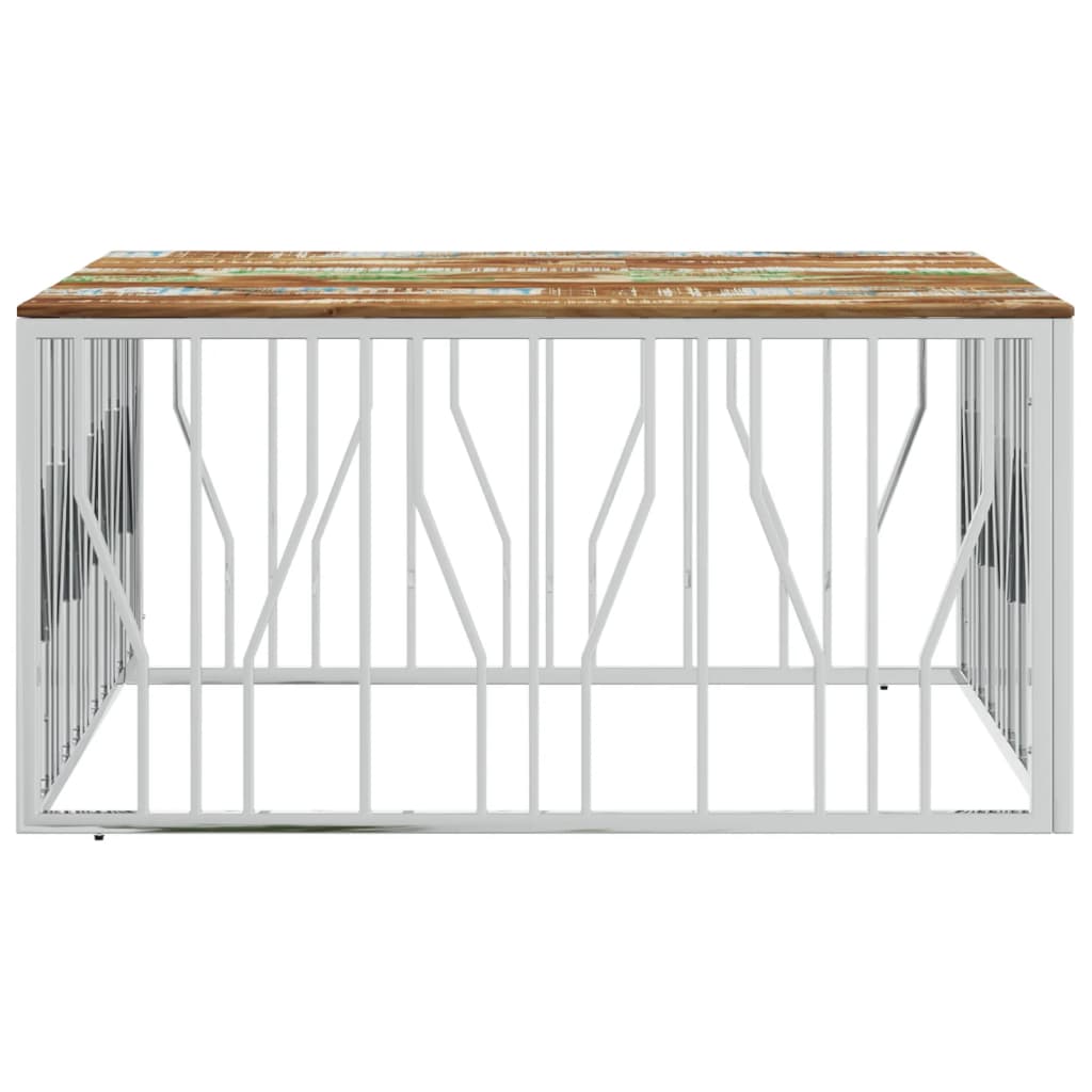 Vidaxl salontafel roestvrij staal en massief gerecycled hout zilver