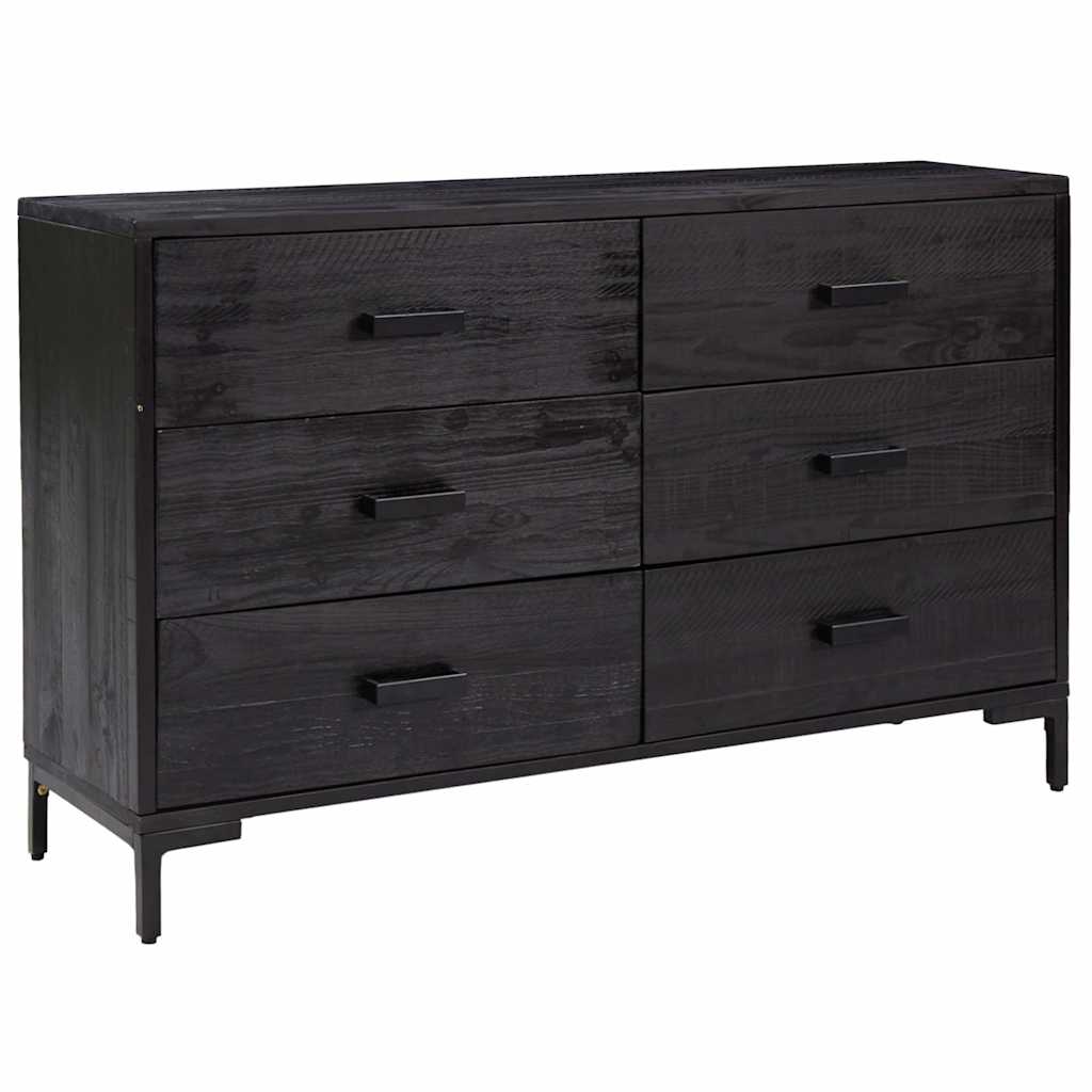 Vidaxl dressoir 110x35x70 cm massief grenenhout zwart