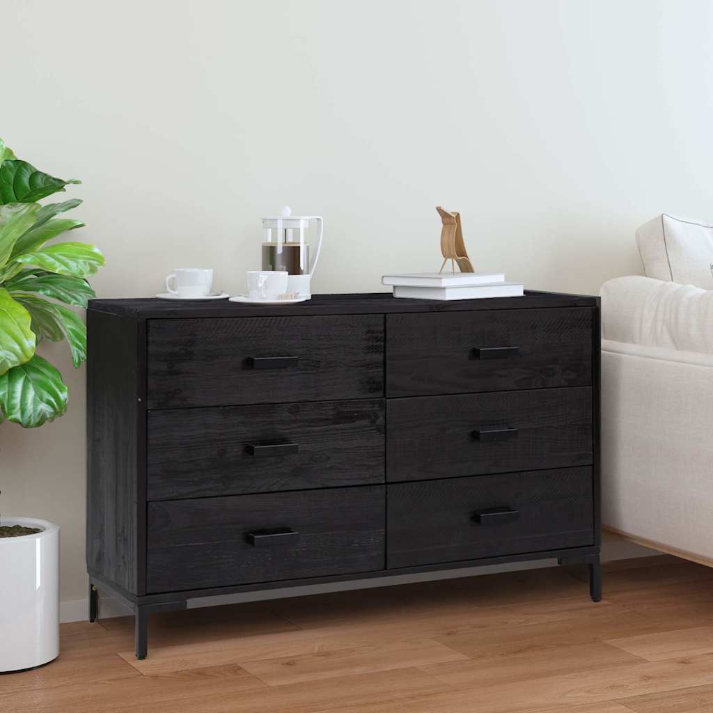 Vidaxl dressoir 110x35x70 cm massief grenenhout zwart