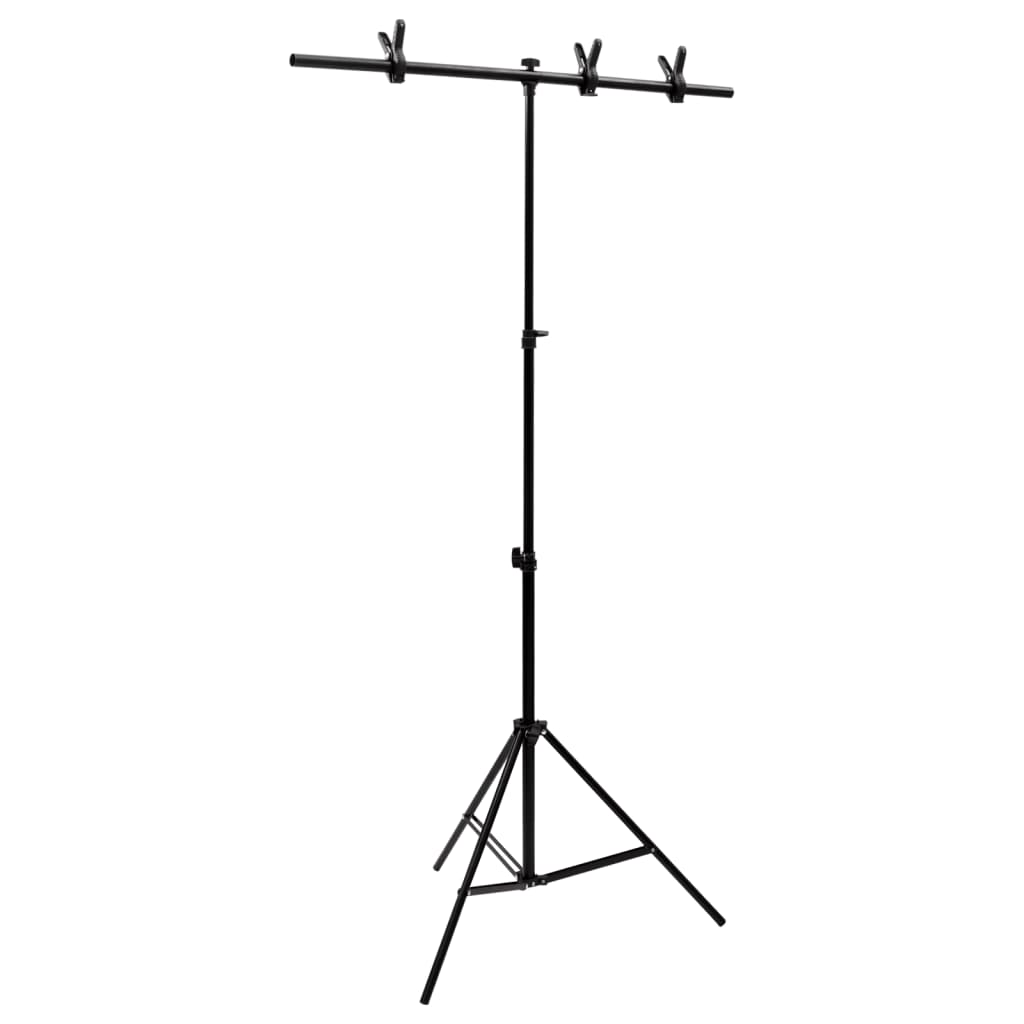 VidaXL Achtergrondstandaard T-vormig 91x60x(70-200) cm zwart