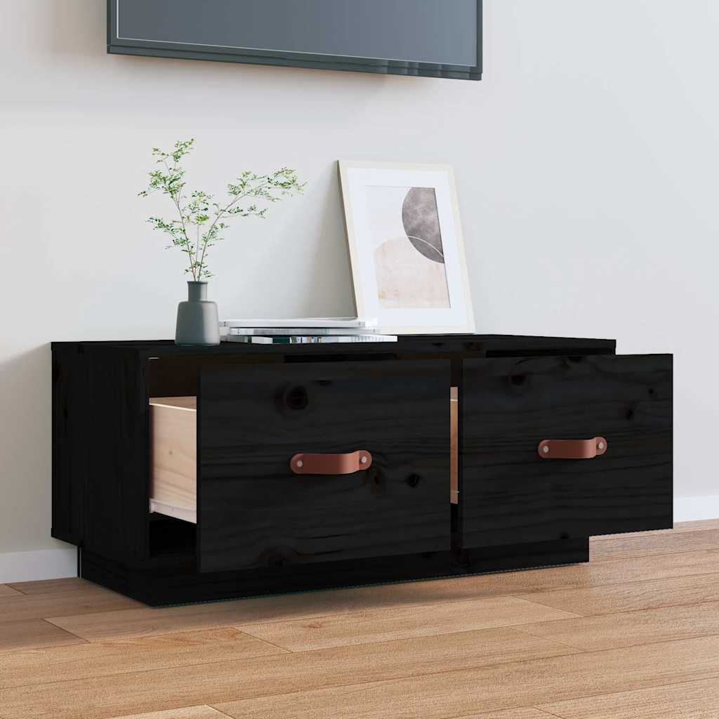 Vidaxl tv-meubel 80x34x35 cm massief grenenhout zwart