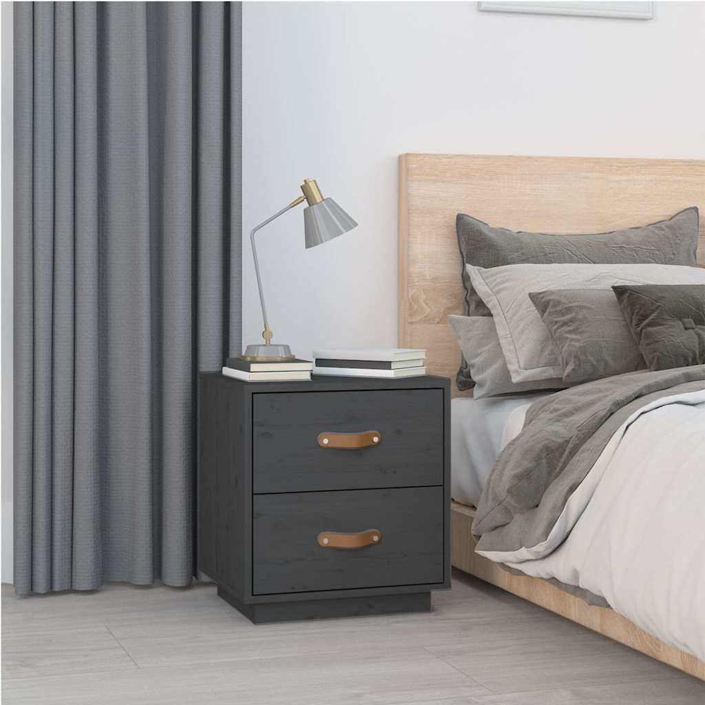 Vidaxl nachtkastje 40x34x45 cm massief grenenhout grijs