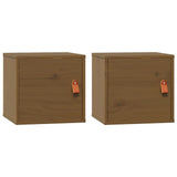 Vidaxl wandkasten 2 st 31,5x30x30 cm massief grenenhout honingbruin