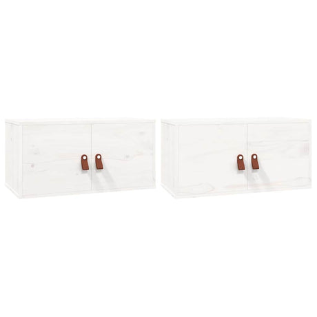 Vidaxl wandkasten 2 st 60x30x30 cm massief grenenhout wit