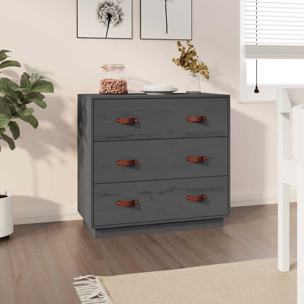 Vidaxl dressoir 80x40x75 cm massief grenenhout grijs
