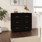 Vidaxl dressoir 80x40x75 cm massief grenenhout zwart