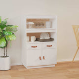 Vidaxl hoge kast 67x40x108,5 cm massief grenenhout wit