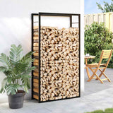 Vidaxl haardhoutrek matzwart 80x28x154 cm staal