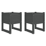 Vidaxl plantenbakken 2 st 40x40x52,5 cm massief grenenhout grijs