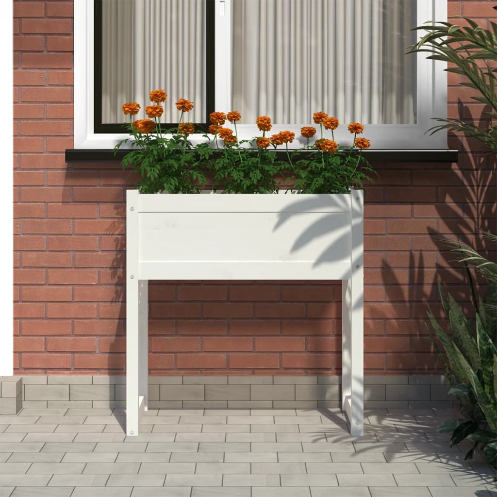 Vidaxl plantenbak 78x40x81 cm massief grenenhout wit