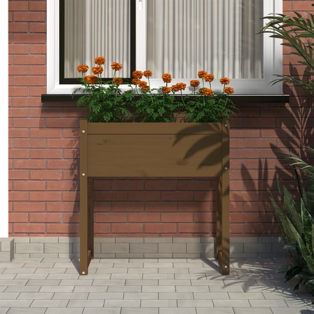 Vidaxl plantenbak 78x40x81 cm massief grenenhout honingbruin