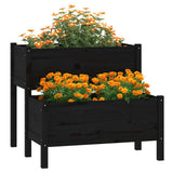 VidaXL Plantenbak 84,5x84x75 cm massief grenenhout zwart