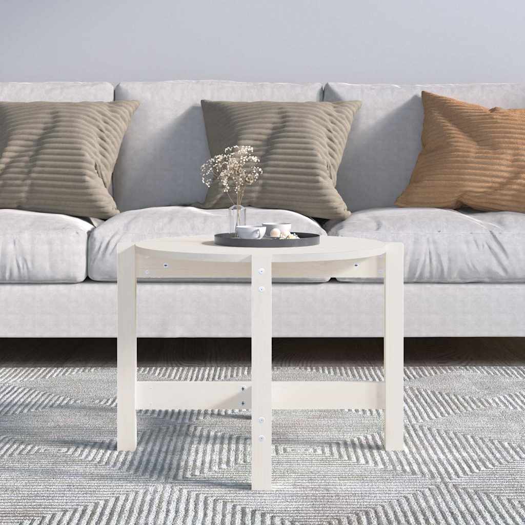 Vidaxl salontafel ø62,5x45 cm massief grenenhout wit