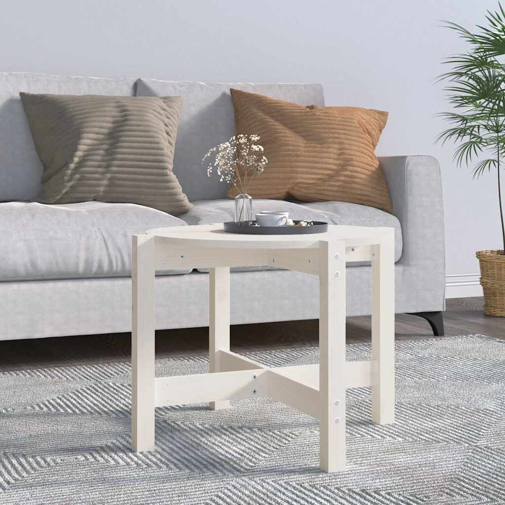 Vidaxl salontafel ø62,5x45 cm massief grenenhout wit