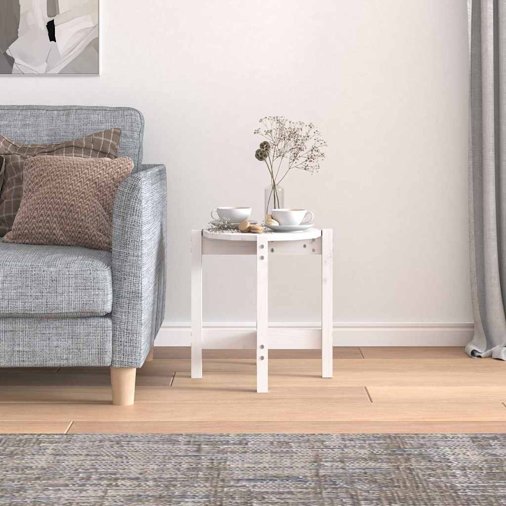 Vidaxl salontafel ø 42,5x45 cm massief grenenhout wit