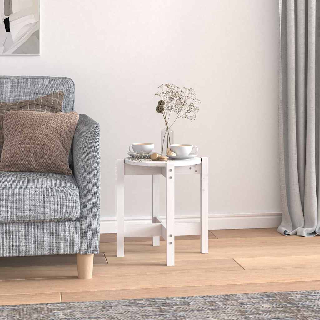 Vidaxl salontafel ø 42,5x45 cm massief grenenhout wit
