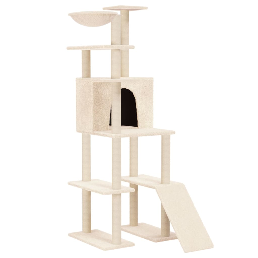 Vidaxl kattenmeubel met sisal krabpalen 166 cm crèmekleurig