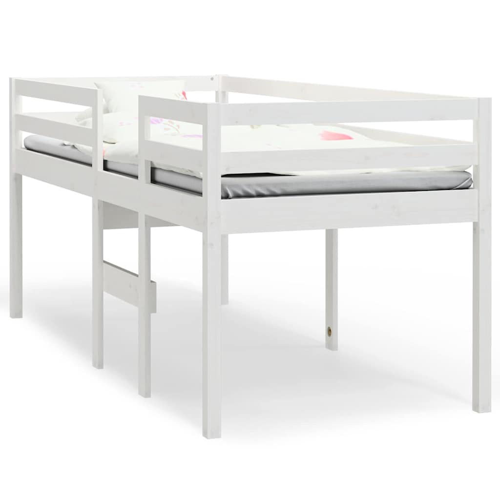 Vidaxl hoogslaper massief grenenhout wit 90x200 cm