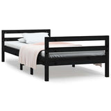 Vidaxl bedframe 75x190 cm massief grenenhout zwart