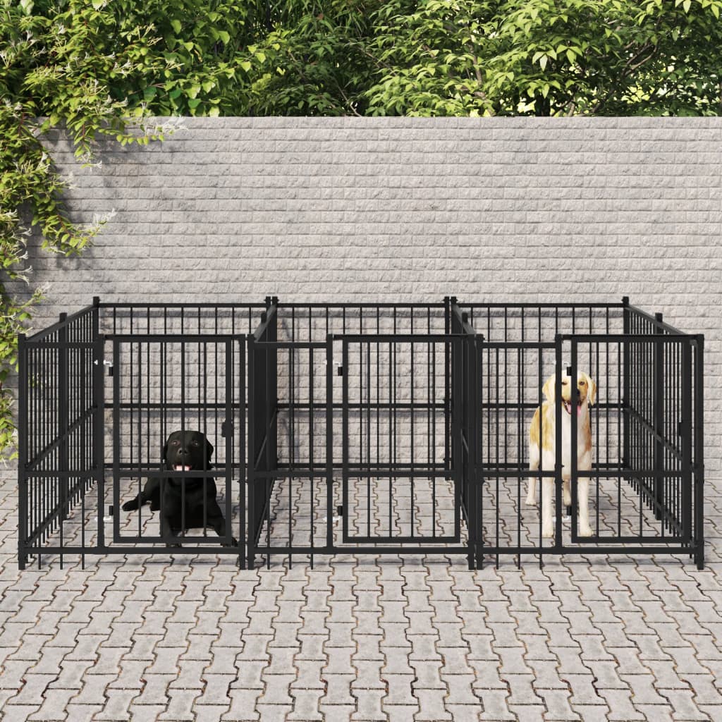 VidaXL Hondenkennel voor buiten 5,63 m² staal