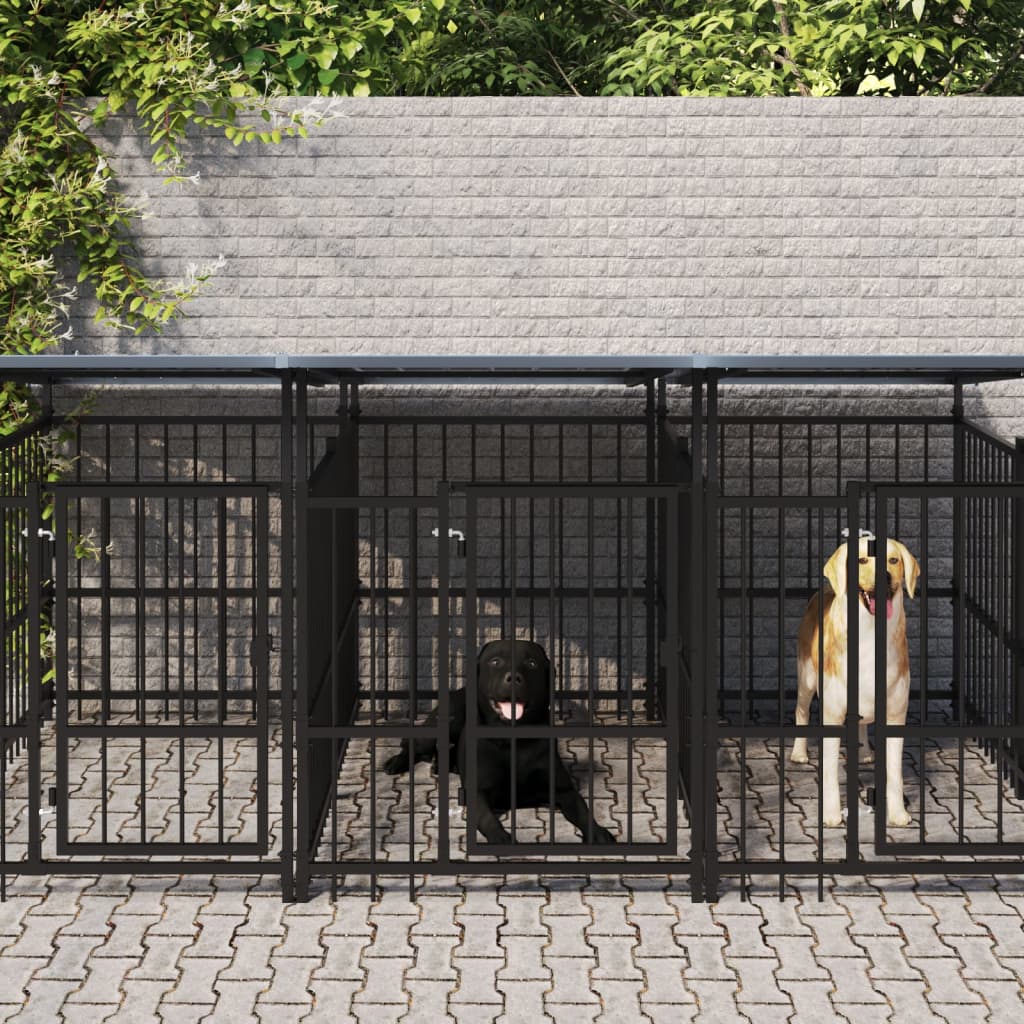 VidaXL Hondenkennel met dak 5,63 m² staal