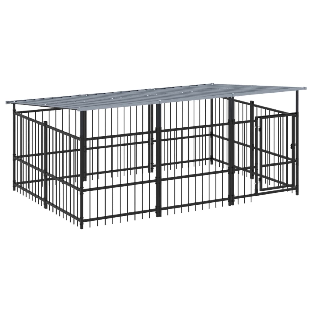 VidaXL Hondenkennel met dak 5,63 m² staal