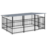 VidaXL Hondenkennel met dak 5,63 m² staal